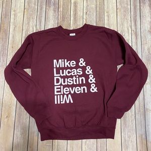 STRANGER THINGS Crewneck Sweater Maroon Small